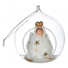 Χριστουγεννιάτικο Γυάλινο Διακοσμητικό με Αγγελάκι και Καρδιά (8cm)